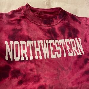 pink tie dye northwestern cropped tee 🩷💜